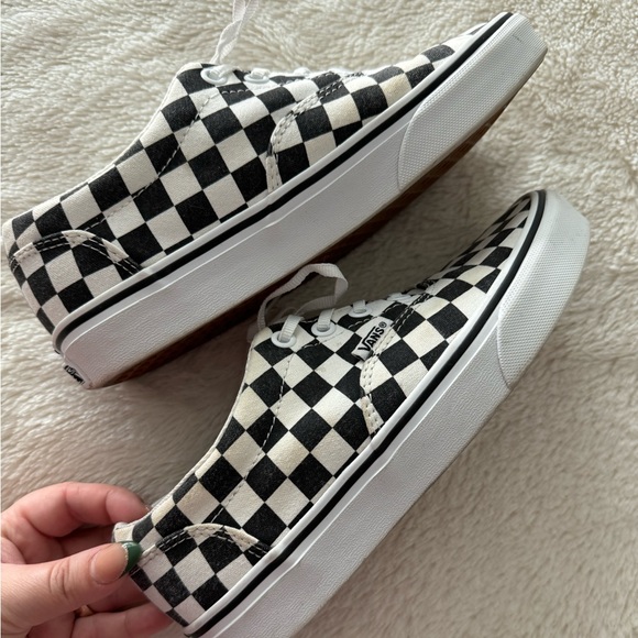 Vans original canvas lace up low-top checkered black and white sneakers - Picture 8 of 11
